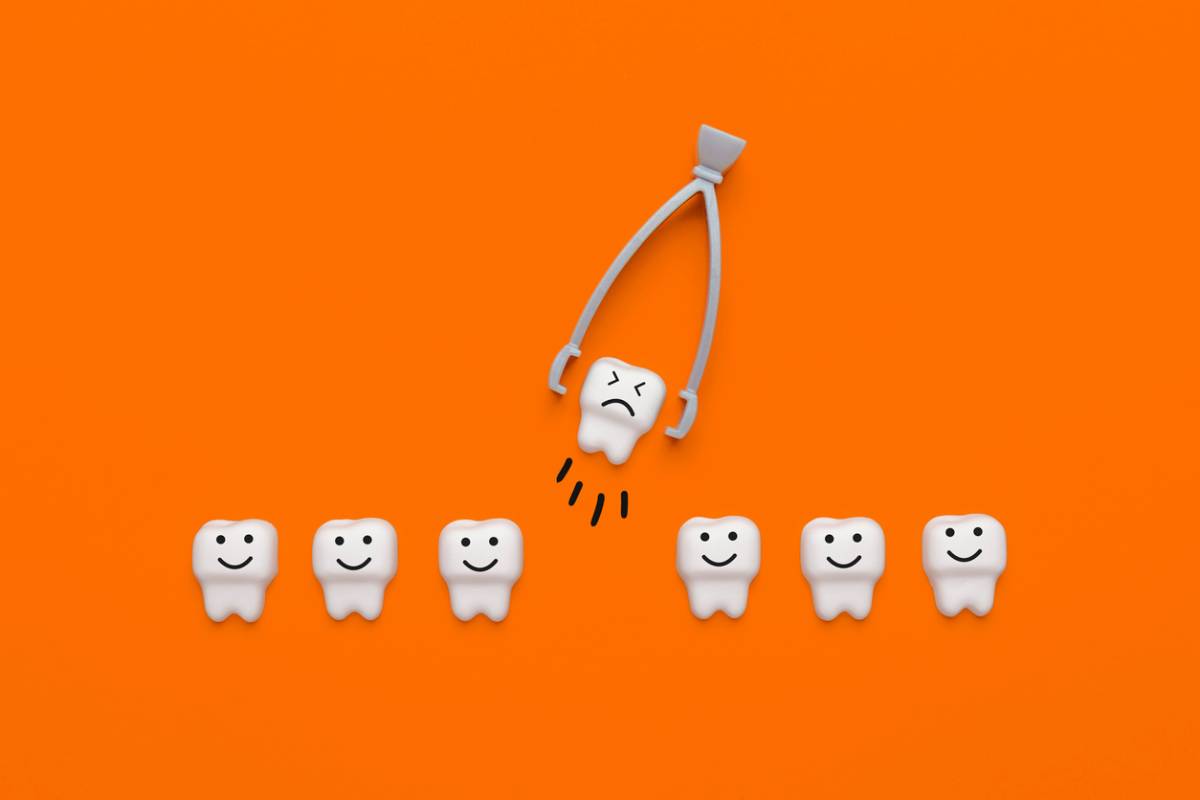 concept of tooth extraction, illustration orange